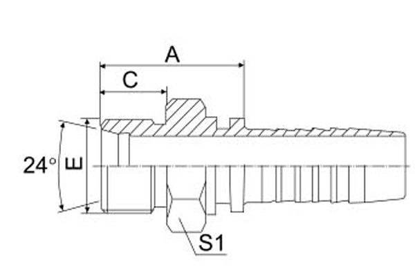 Metric inner screw thread 24° inner cone surface light series